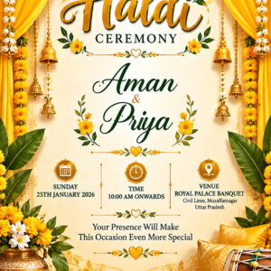 uxury Haldi Ceremony Digital Invitation Card