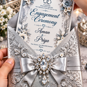 uxury Silver Engagement Digital Invitation Card
