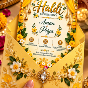uxury Haldi Ceremony Digital Invitation Card