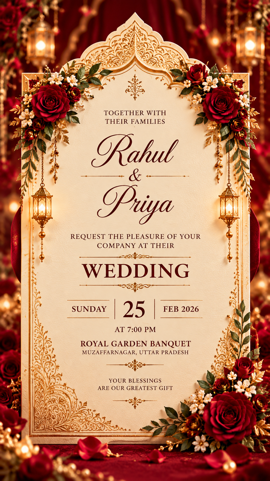 Jewel-Toned Indian Wedding Invitation