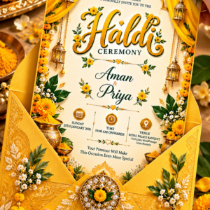 Luxury Haldi Ceremony Digital Invitation Card