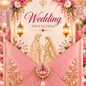Pink & Gold Luxury Wedding Invitation
