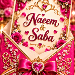 Luxury Hot Pink & Gold Wedding Anniversary Digital Invitation Card | 3D Romantic Anniversary E-Invite | 9:16