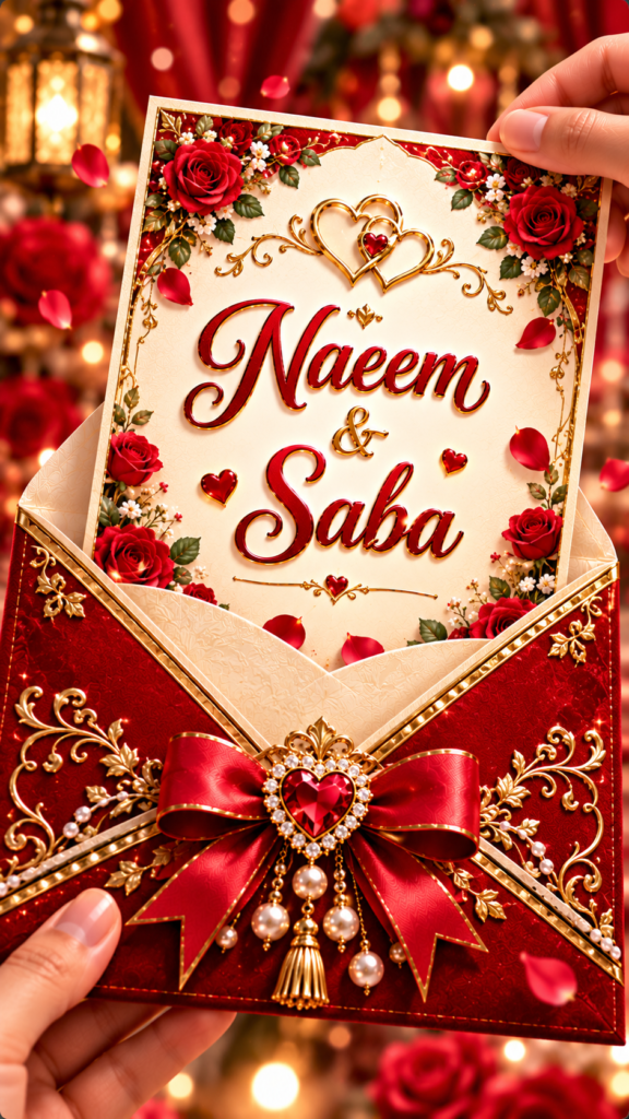 Luxury Red & Gold Wedding Anniversary Digital Invitation Card | Romantic Anniversary E-Invite | 9:16