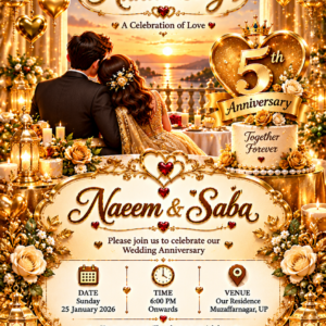 Luxury Golden Wedding Anniversary Digital Invitation Card