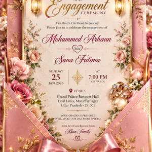 Luxury Pink Engagement Digital Invitation Card