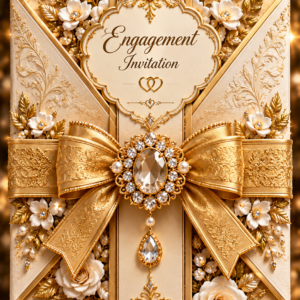 Luxury Golden Band Engagement Digital Invitation Card