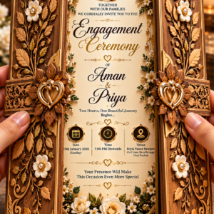Luxury Wooden Engagement Digital Invitation Card