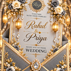 Royal Baraat Wedding Invitation Card | Groom Entry at Palace | Luxury Digital Wedding Card