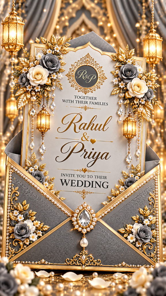 Royal Baraat Wedding Invitation Card | Groom Entry at Palace | Luxury Digital Wedding Card