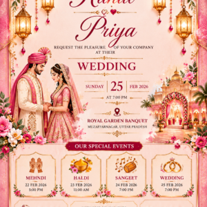Pink & Gold Luxury Wedding Invitation