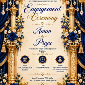 Gold Engagement Digital Invitation Card